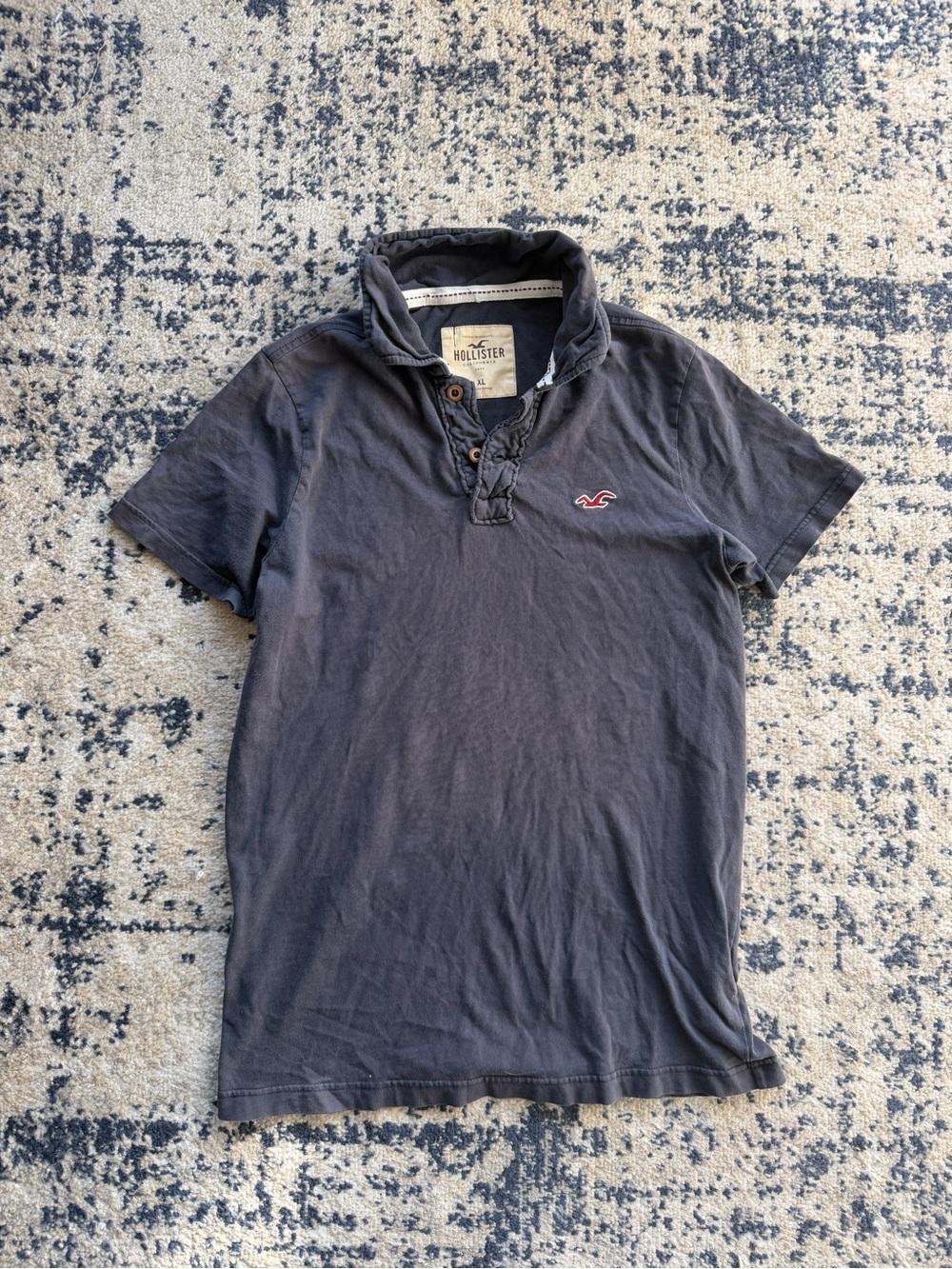 Hollister Men's Dark Navy Short Sleeve Polo with Logo